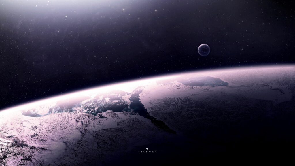 Stunning Outer Space Wallpaper: Icy Planet & Starry Background