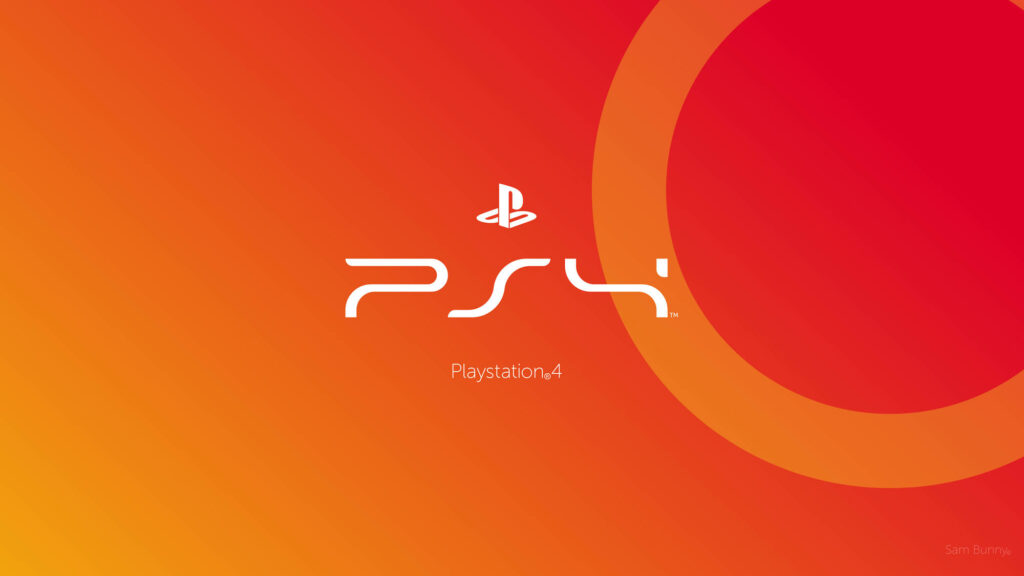 Luminous Orange Ps4 Wallpaper with Iconic Centered Logo and Action Button Detailing