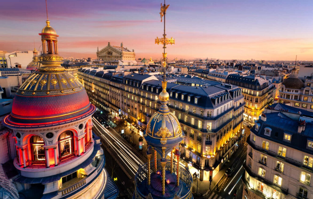 Paris Opera House Sunset: Stunning Wallpaper with Intricate Architecture