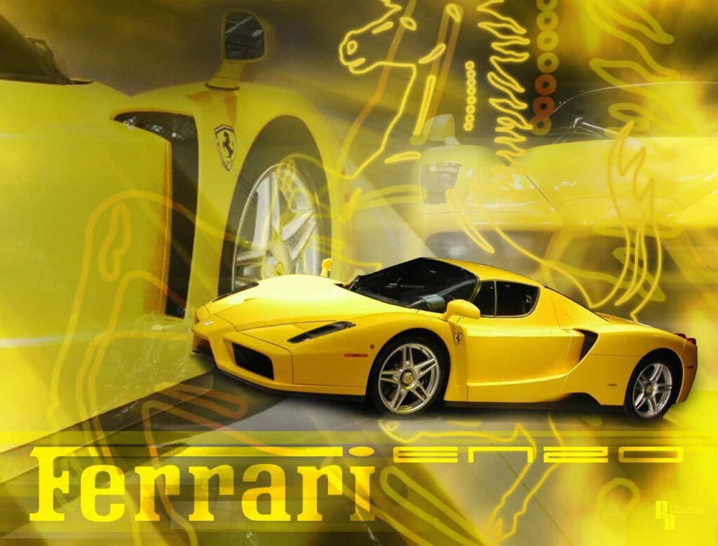 Yellow Ferrari Enzo Abstract Background Wallpaper