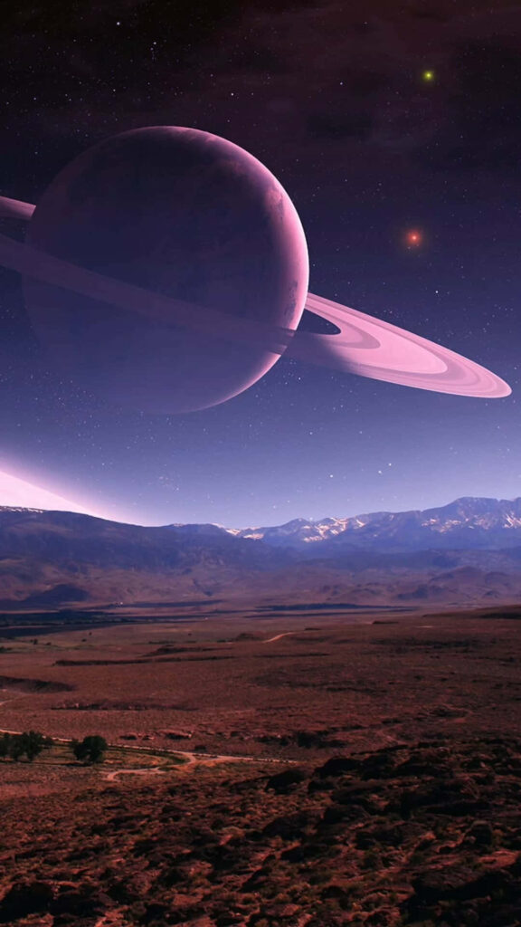 Breathtaking Saturn Wallpaper: Majestic Rings Over Serene Earthscape