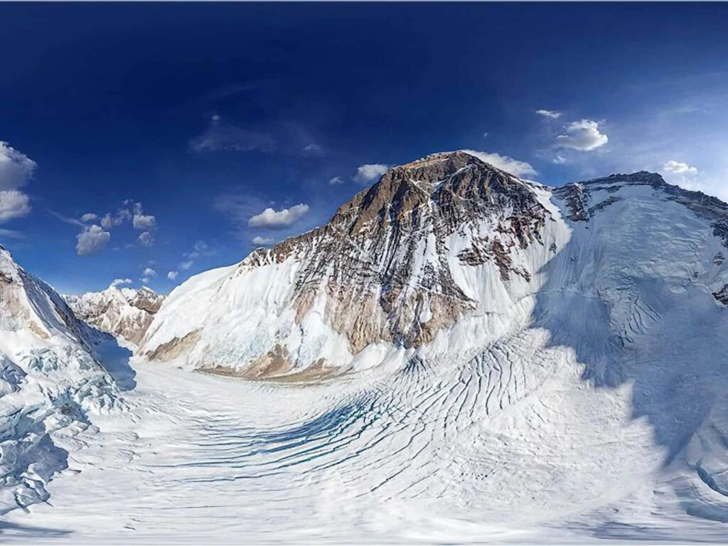 Stunning Snow-Covered Mountains Wallpaper Under Vivid Blue Sky