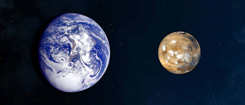 Stunning Earth & Mars Wallpaper: Vibrant vs Rust Background