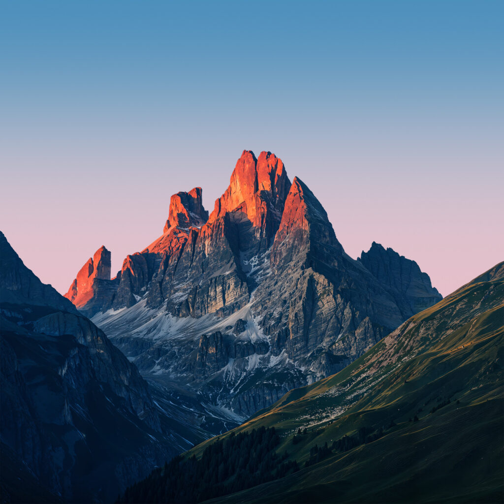 Breathtaking OnePlus OxygenOS 15 Mountain Sunset Wallpaper Background