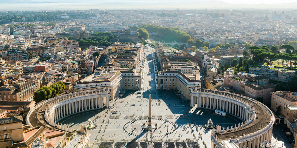 Breathtaking Vatican City Aerial View: Sunny St. Peter's Square Wallpaper