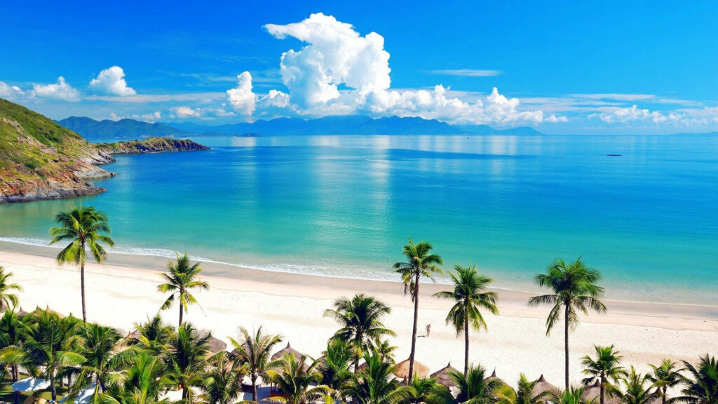 Breathtaking White Sand Beach Wallpaper with Turquoise Waters