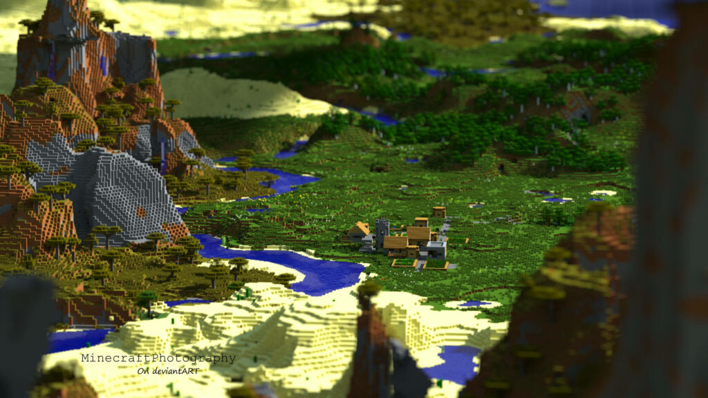 Brick City: Immersive 4k Minecraft Landscape with Mountainous Forest Wallpaper