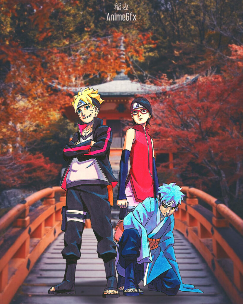 Bonded Warriors: Team 7 Embracing the Future - Naruto Bridge Encounter for Your Iphone Background Wallpaper