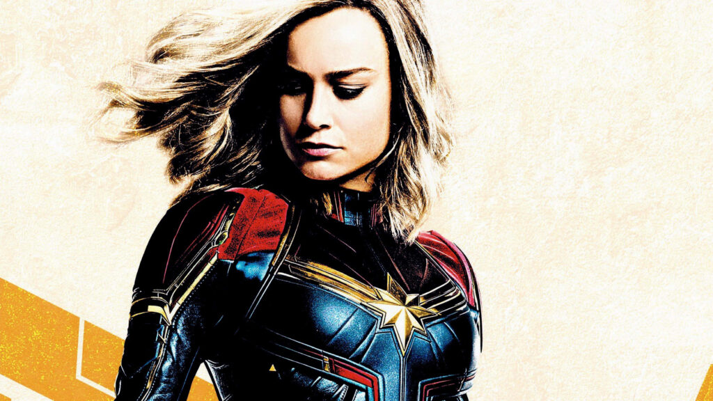 Brie Larson Empowers as Captain Marvel - The Defiant Face of the Marvel Cinematic Universe Wallpaper