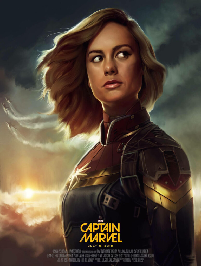 Brie Larson takes flight as the mighty Captain Marvel in the explosive Marvel Comics film adaptation Wallpaper