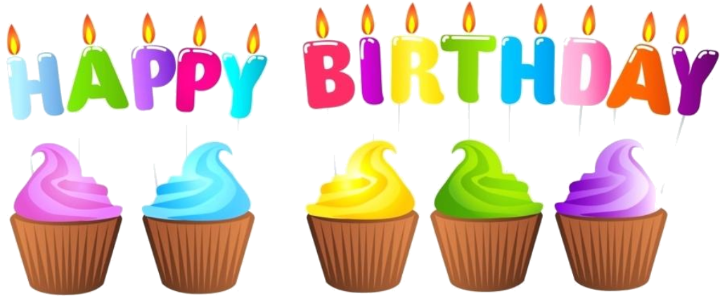 Vibrant Happy Birthday Wallpaper with Colorful Cupcakes & Candles