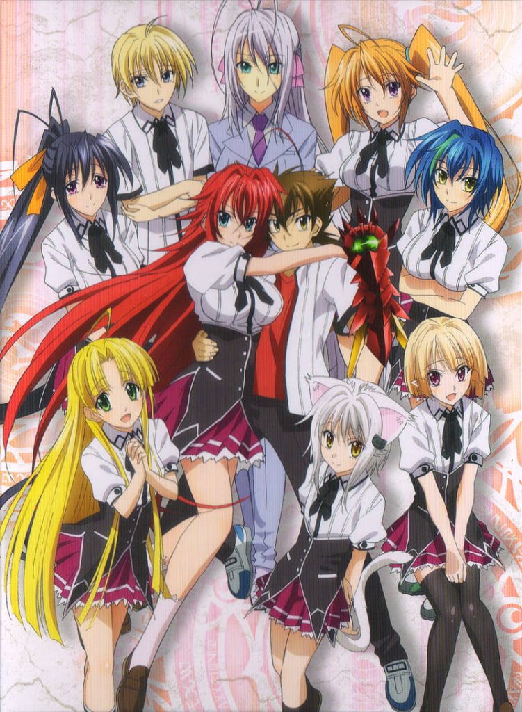 Bright High School DxD anime poster with Rias Gremory Issei Hyoudou and main cast in uniforms Wallpaper
