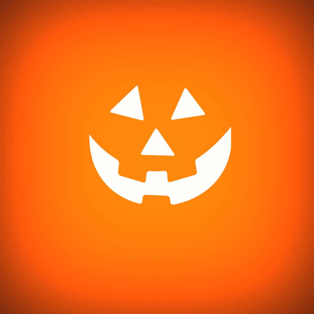 Bright Orange Halloween Wallpaper with Minimalist Jack-O'-Lantern Face