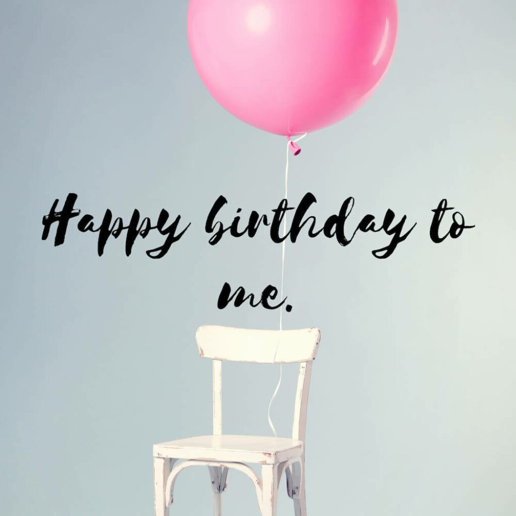 Cheerful Birthday Wallpaper: Pink Balloon & White Chair on Blue