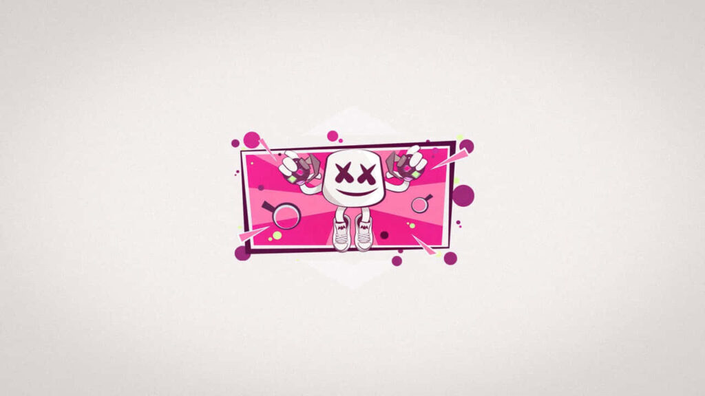 Smiley Cartoon Character Minimalist Wallpaper with Bright Pink Design