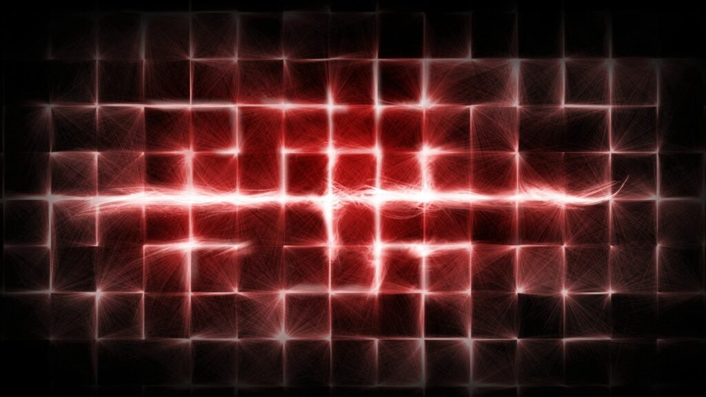 Glowing Red Cell Grid Wallpaper – Bright Background Design 1920x1080