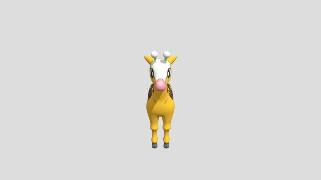 Bright Yellow Girafarig Wallpaper with Light Grey Background