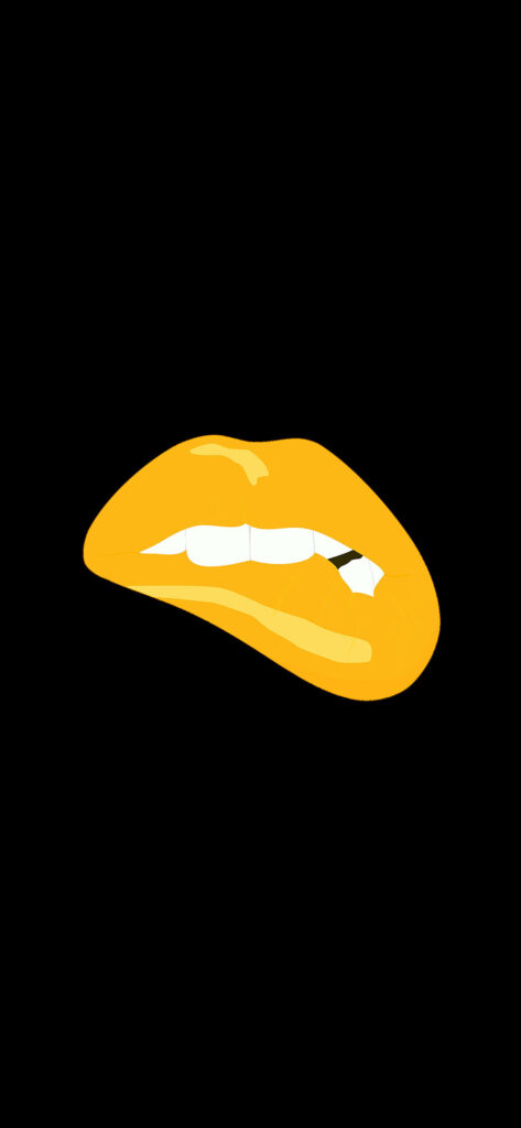 Bold Yellow Lips on Black: Captivating iPhone Wallpaper Design