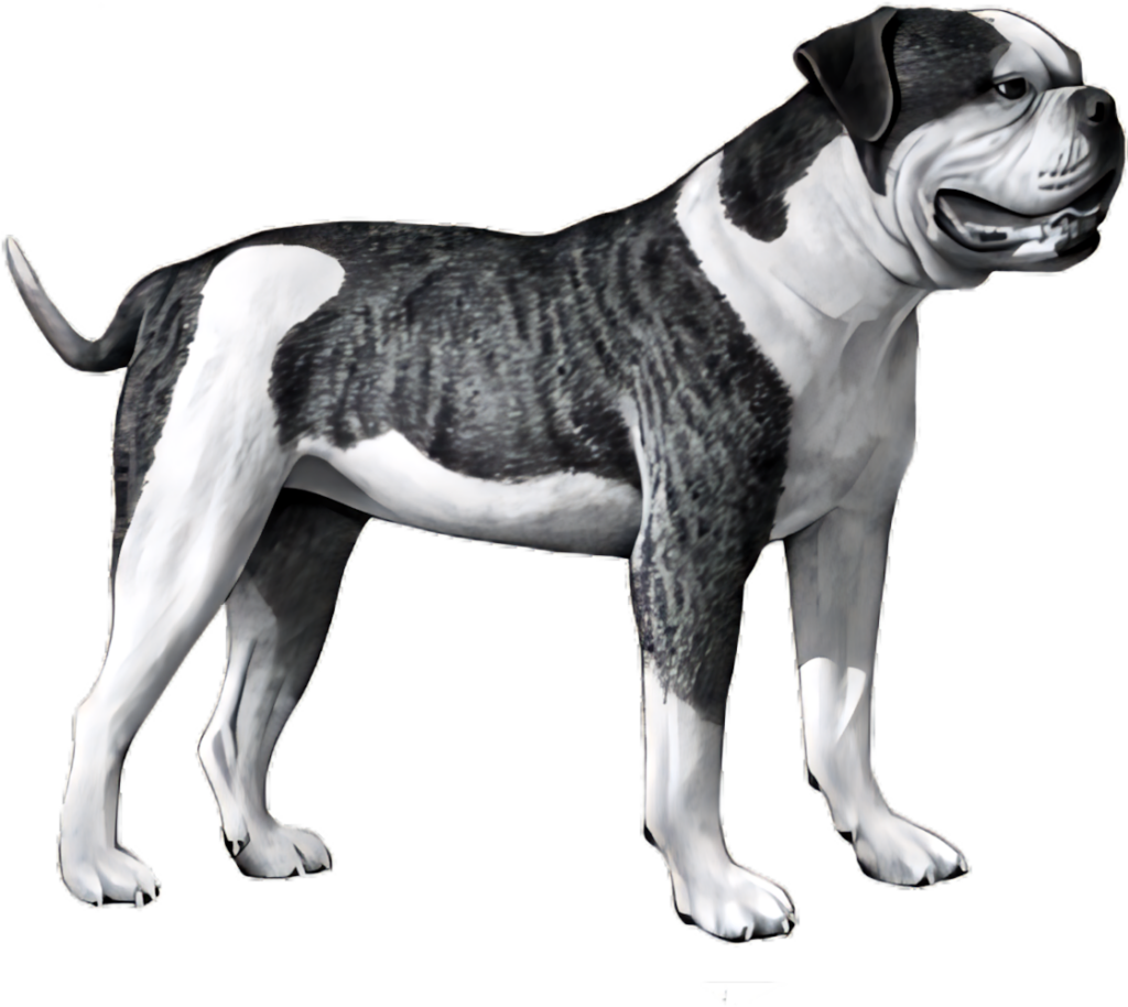 Brindle Bulldog Standing Profile - Striking Wallpaper Background