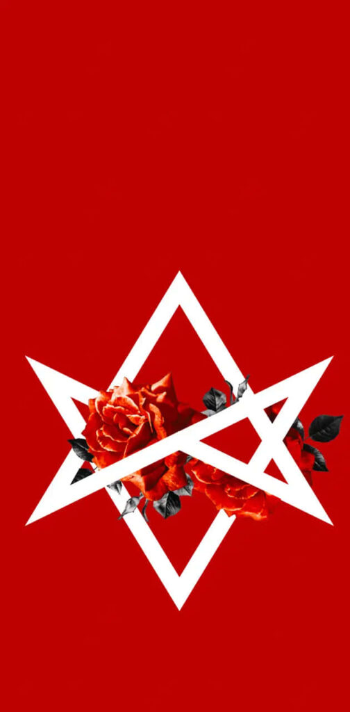 Bring Me The Horizon wallpaper red background white star red roses dark leaves edgy art design
