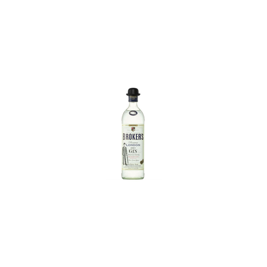Broker's Gin wallpaper featuring high-resolution bottle with bowler hat on white background