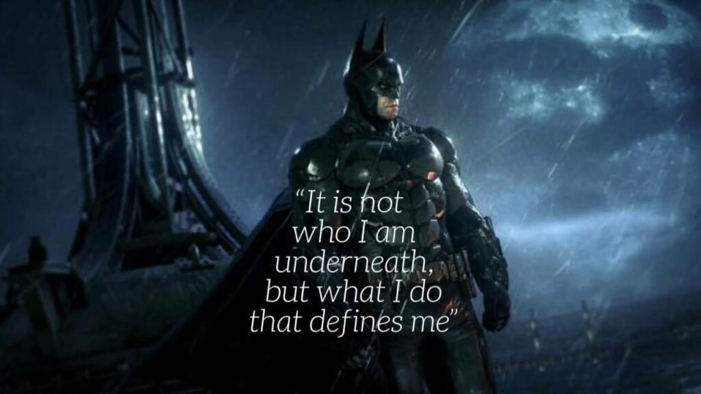 Dark Knight: Unleashing Batman's Might and Wisdom Amidst the Rain-soaked Horizon Wallpaper