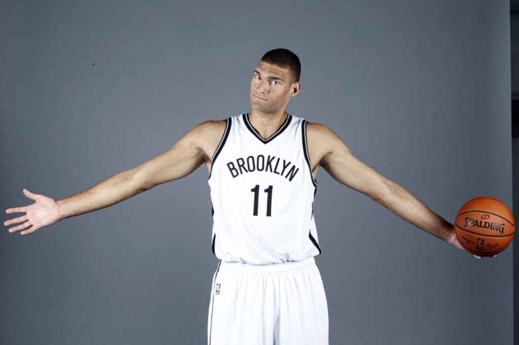 Brook Lopez Brooklyn Nets basketball portrait wallpaper high resolution NBA athlete pose background