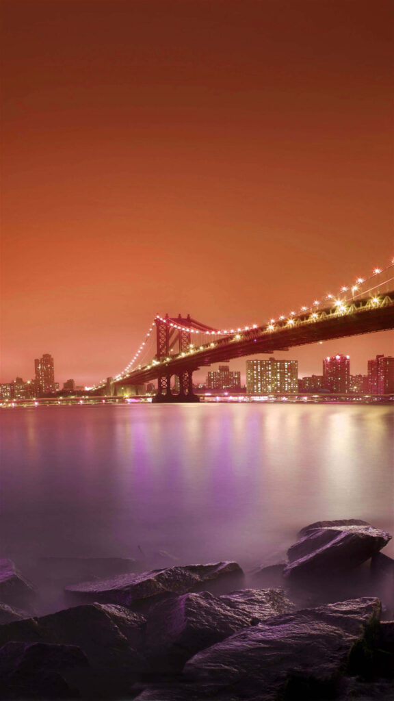 Brooklyn Bridge Beauty: Captivating Sunset Phone Background Wallpaper
