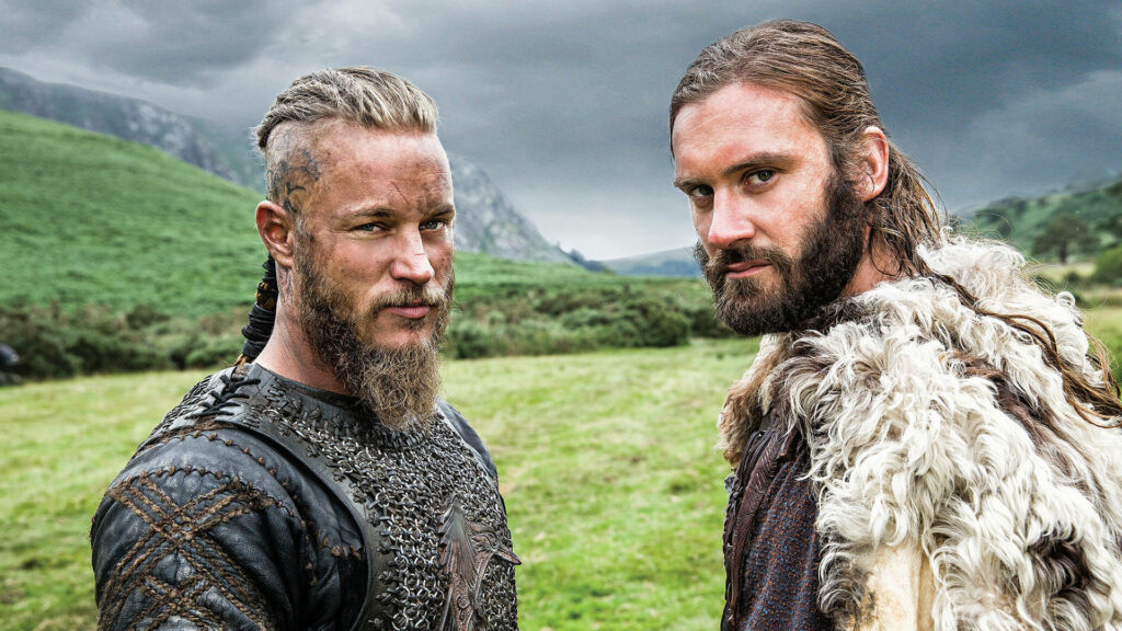 Brothers of Battle: Rollo and Ragnar in Viking Glory Wallpaper