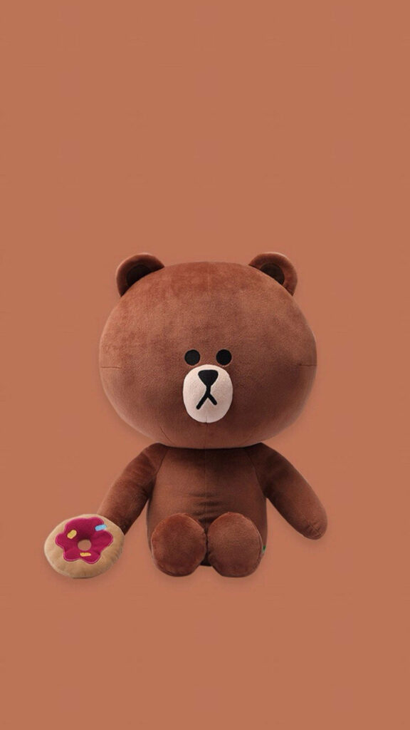 Brown Bear from LINE Friends with Colorful Doughnut Wallpaper