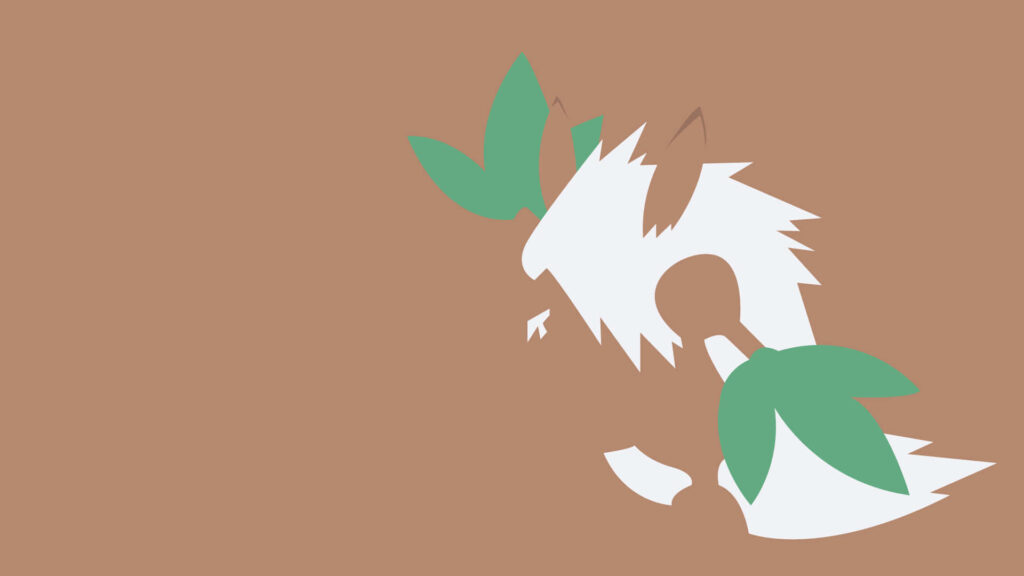 Minimalist Shiftry wallpaper with flat vector silhouette on warm brown background for desktop