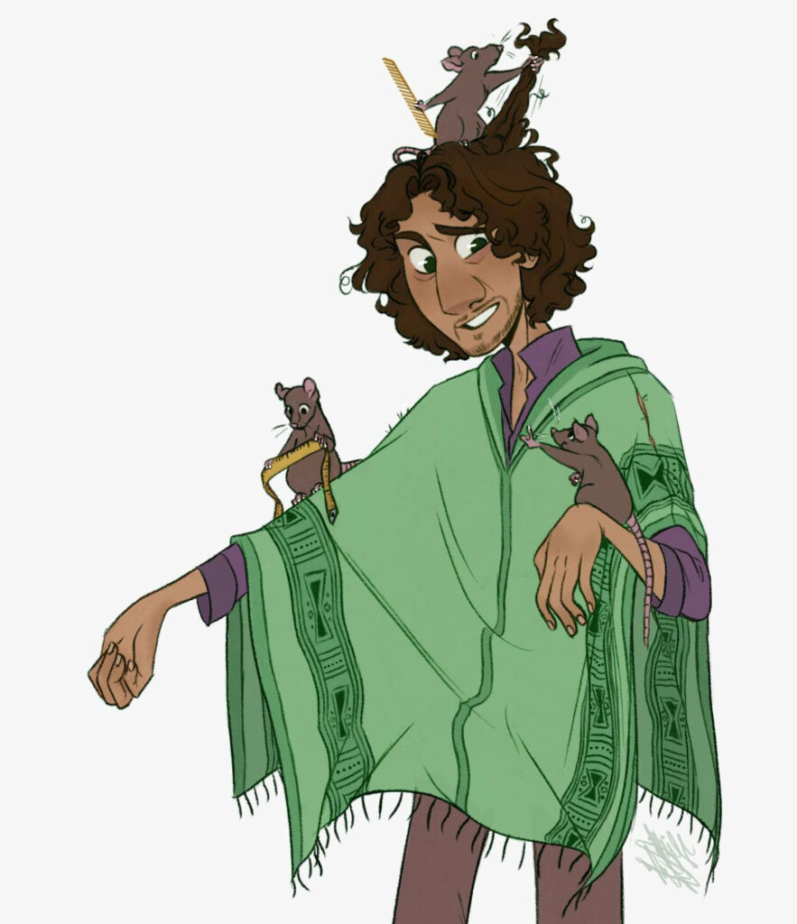 Bruno Madrigal wallpaper with playful brown rats on green poncho Disney Encanto character art