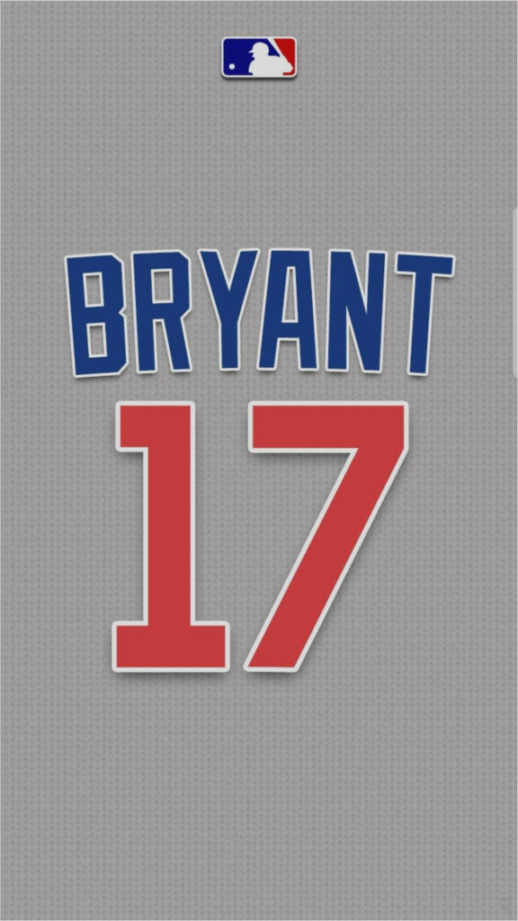 Bryant 17 Chicago Cubs bold blue red letters textured gray MLB logo wallpaper background