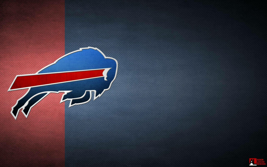 Buffalo Bills logo on textured dark background with split red and blue colors energetic wallpaper