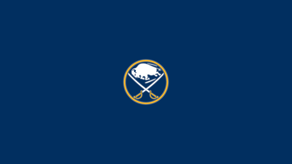 Buffalo Sabres logo minimalistic wallpaper deep blue background white buffalo crossed sabers