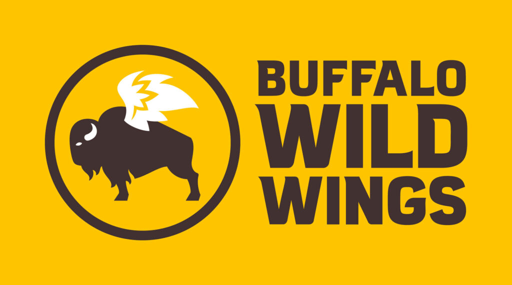 Buffalo Wild Wings wallpaper yellow background buffalo logo bold dark brown text vibrant poster