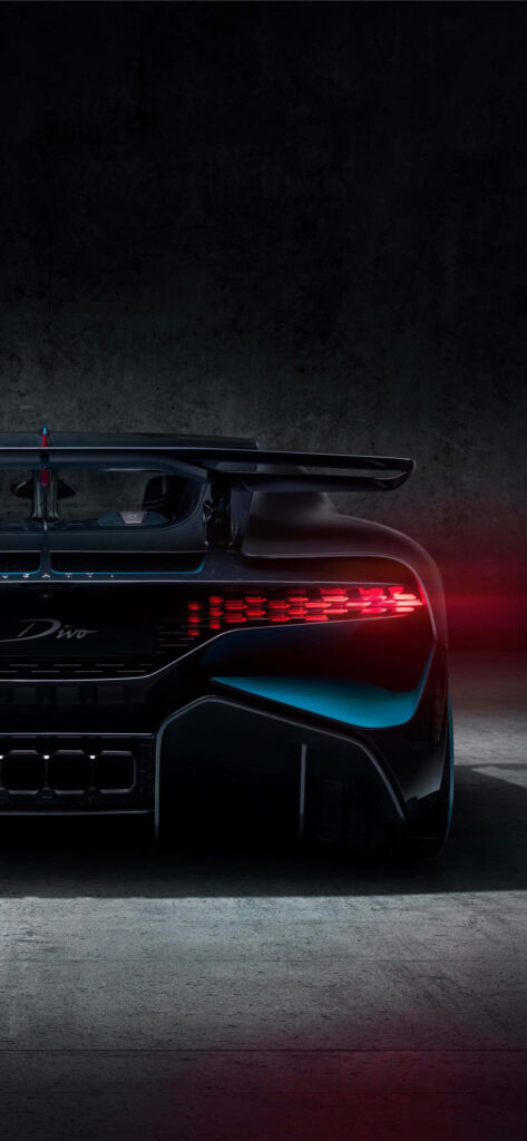 Rear view of Bugatti Divo supercar with bold taillights and sleek aerodynamic design wallpaper