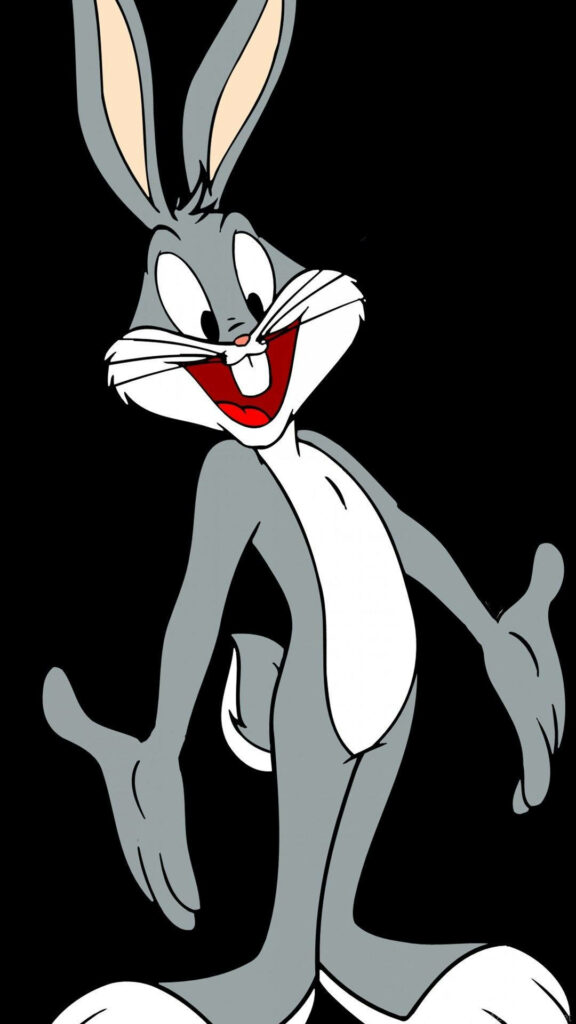 Bugs Bunny confident pose on black background classic Looney Tunes animation vibrant wallpaper