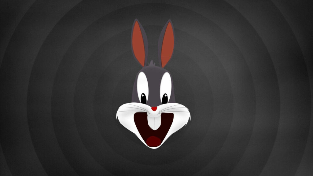 Bugs Bunny cheerful face on dark concentric circle wallpaper vibrant cartoon character background