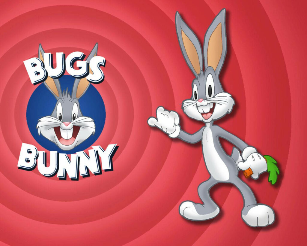 Bugs Bunny wallpaper with classic cartoon style red concentric circles and playful retro design