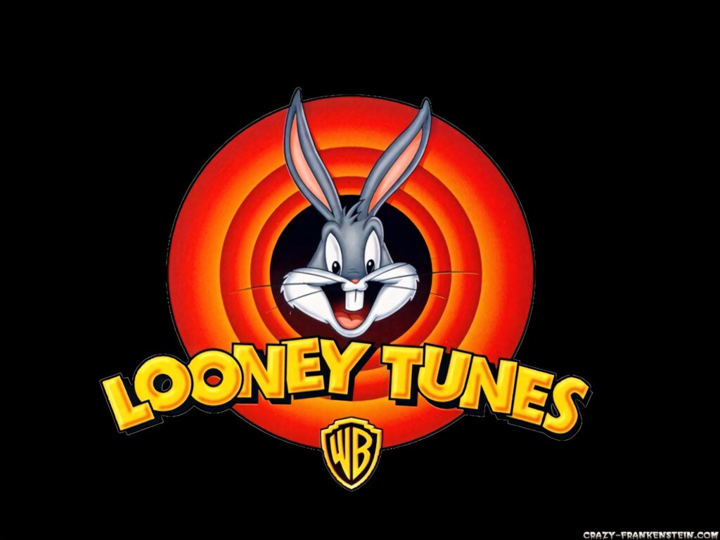 Bugs Bunny in classic Looney Tunes red rings with yellow logo and Warner Bros emblem wallpaper