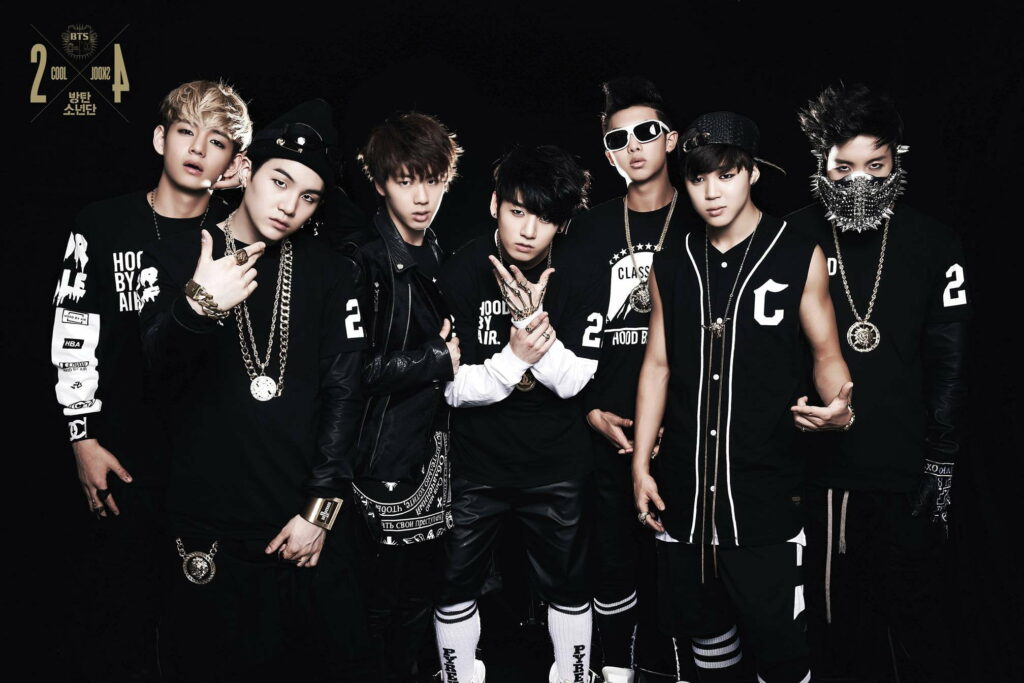 BTS 2 Cool 4 Skool debut HD wallpaper urban hip-hop style black white gold chains portrait
