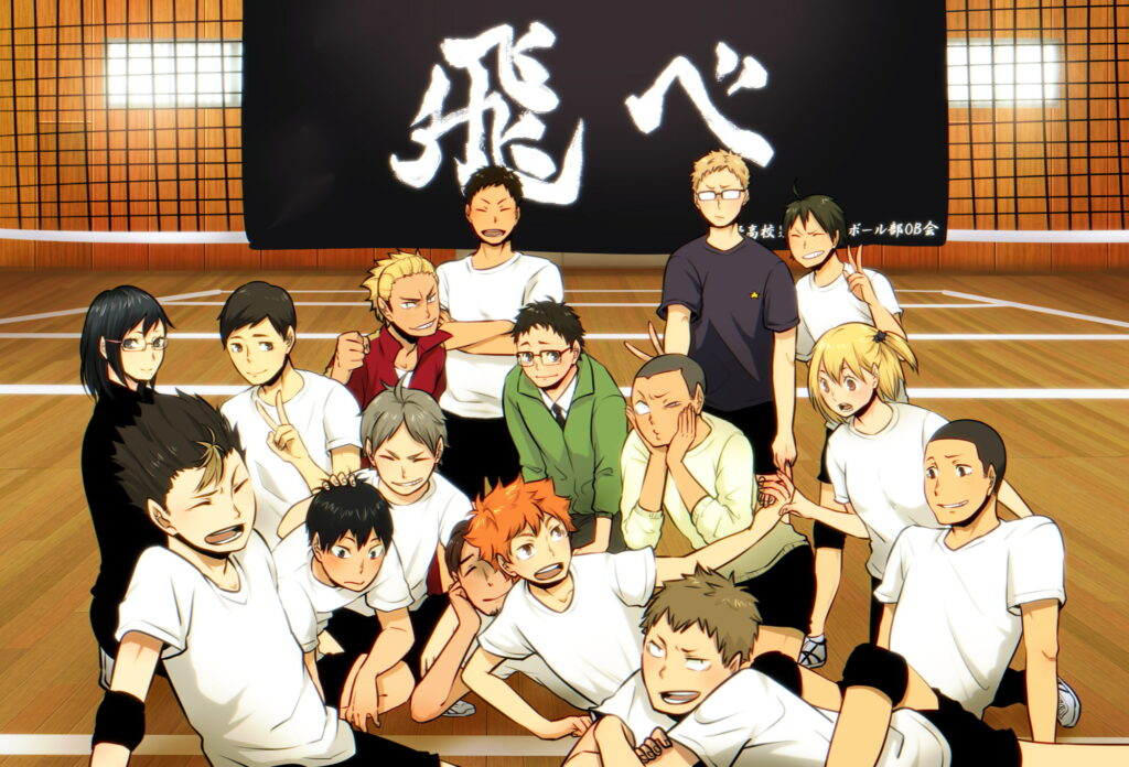Haikyuu!! Squad on Fire: Hinata, Yachi & Kageyama in Epic Anime Boys Wallpaper
