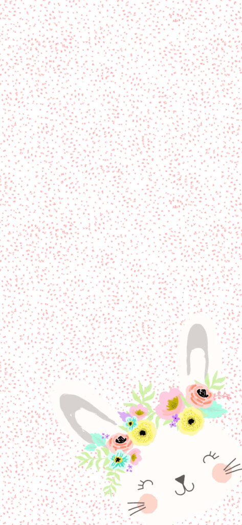 Blooming Beauty: Adorable Bunny in Flower Crown - iPhone Wallpaper