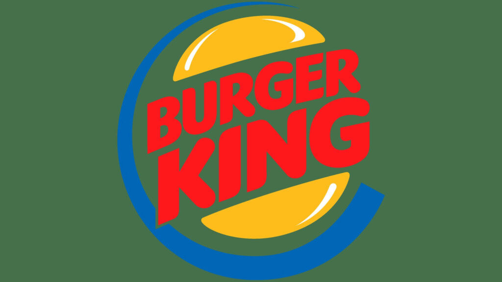 Burger King logo wallpaper with bold red text and golden buns outlined by a blue crescent