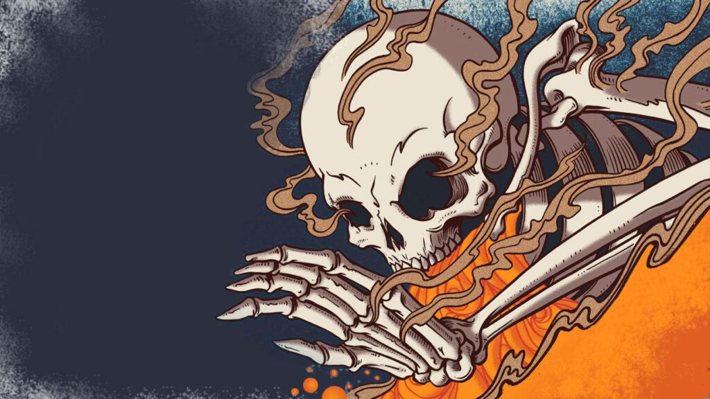 Burning Bones: Embracing the Indie Aesthetic in this Laptop Wallpaper