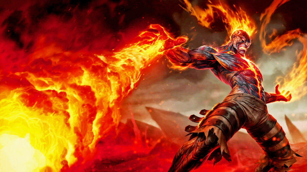 The Inferno Rises: Brand Ignites the Battlefield - Fiery League of Legends 3D Wallpaper