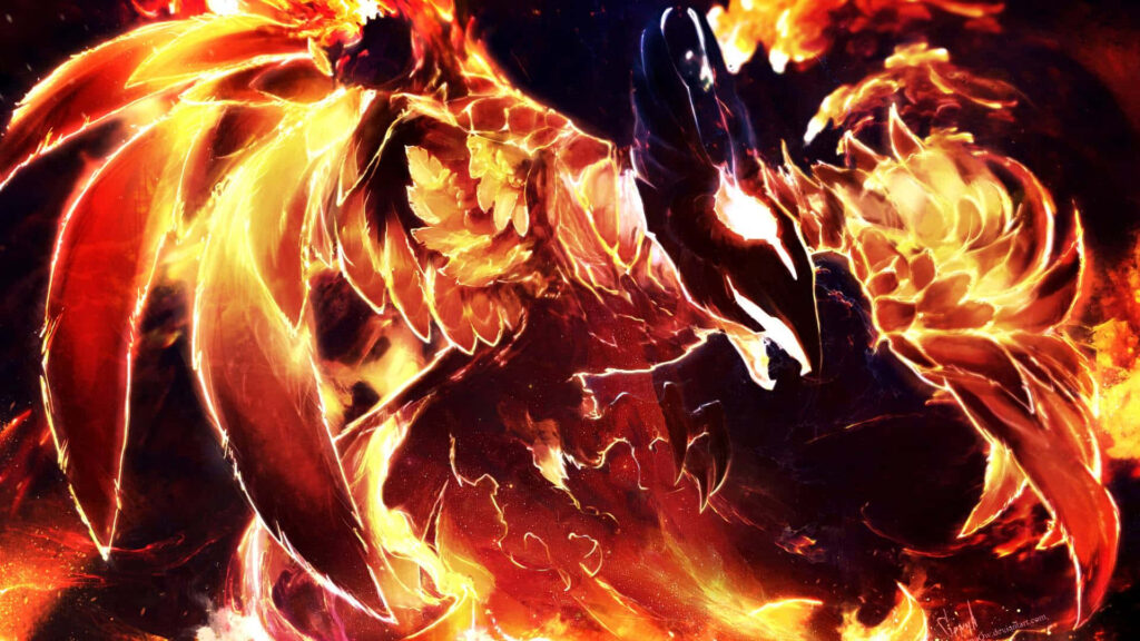 Fiery Avenger Soars - Epic Digital Rendering in Dota 2 ignites as Phoenix Hero Wallpaper