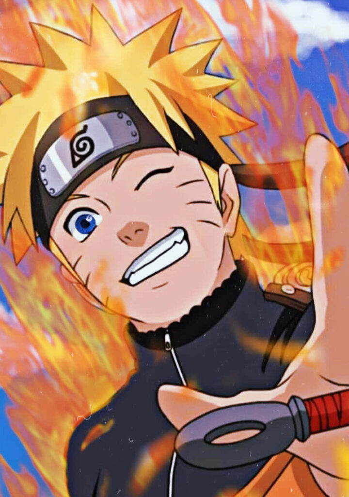 Burning Determination: A Fiery Naruto Background Ignites the Spirit Wallpaper