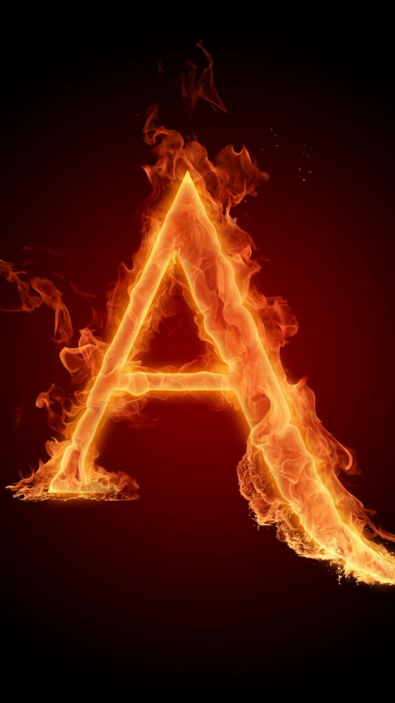 Majestic Flames: Stunning HD Phone Wallpaper Featuring Fiery Alphabet Design